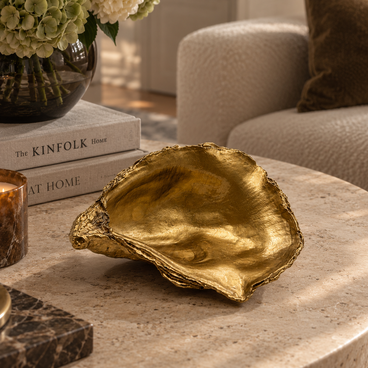 Metallic Oyster Shell Dish