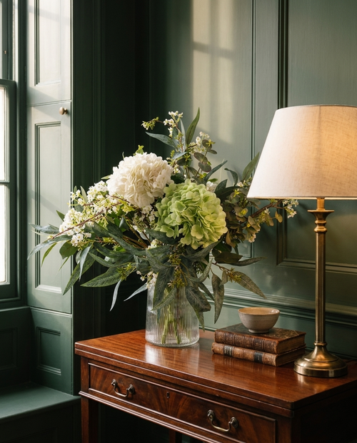 Evergreen Faux Flower Arrangement
